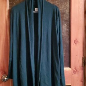 Dark green open front cardigan
